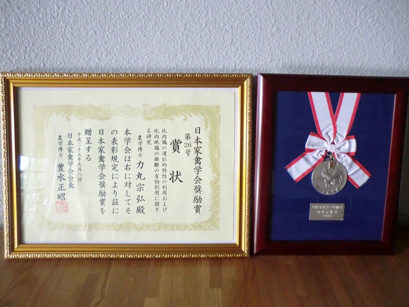 画像：受賞の賞状・メダル