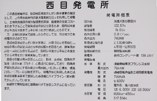 写真:西目発電所説明板