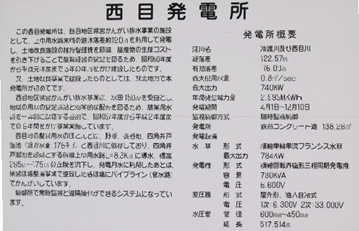 写真：西目発電所説明板