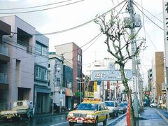 写真:道の脇のたくさんの電柱
