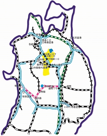 鹿角地域アクセス図