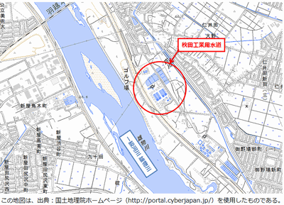 図：秋田工業用水道事業の位置図