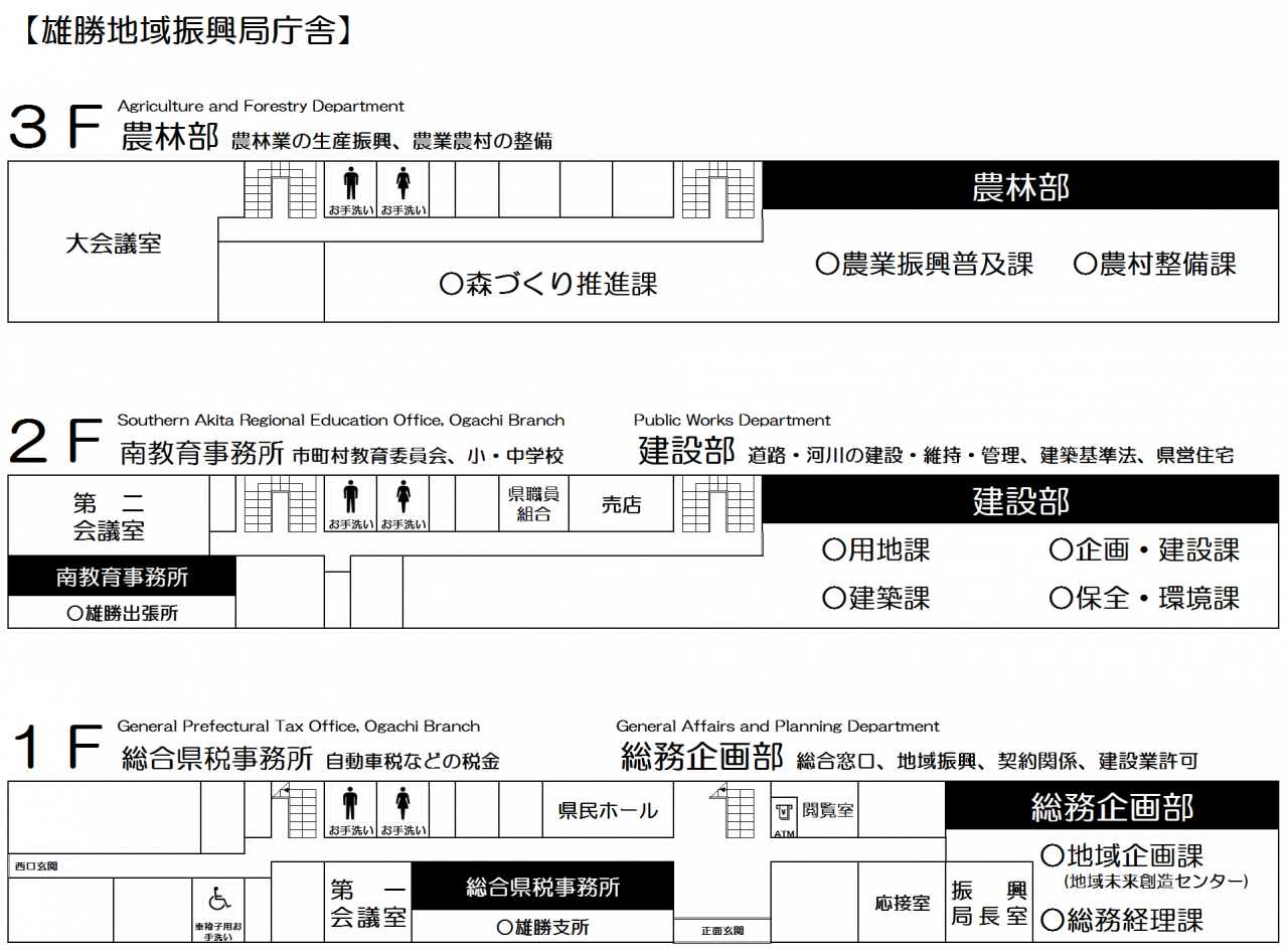 図：雄勝地域振興局庁舎　案内図