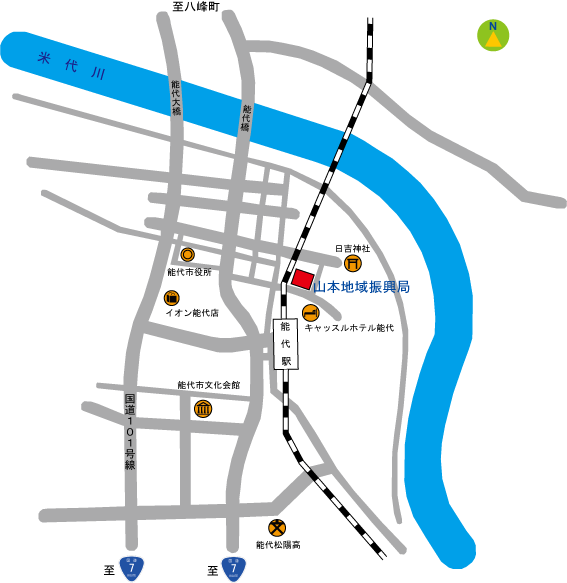 図：山本地域振興局の地図