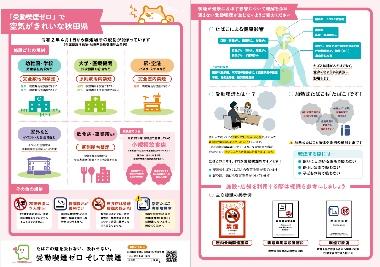 秋田県受動喫煙防止条例の解説リーフレット