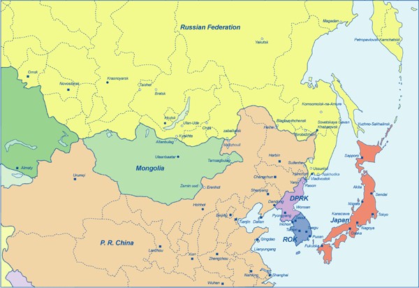 画像 : ロシア、アジア諸国地図