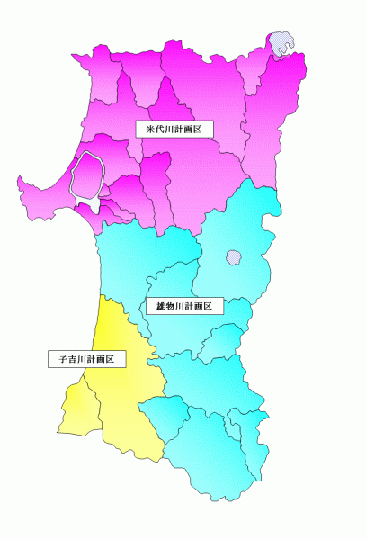 図：秋田県の森林計画区