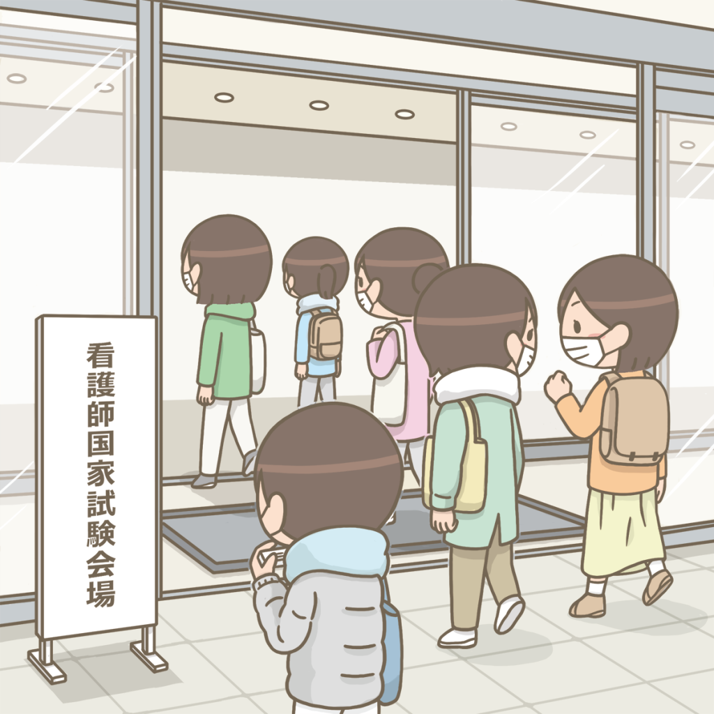 看護師試験を受ける人のイラスト