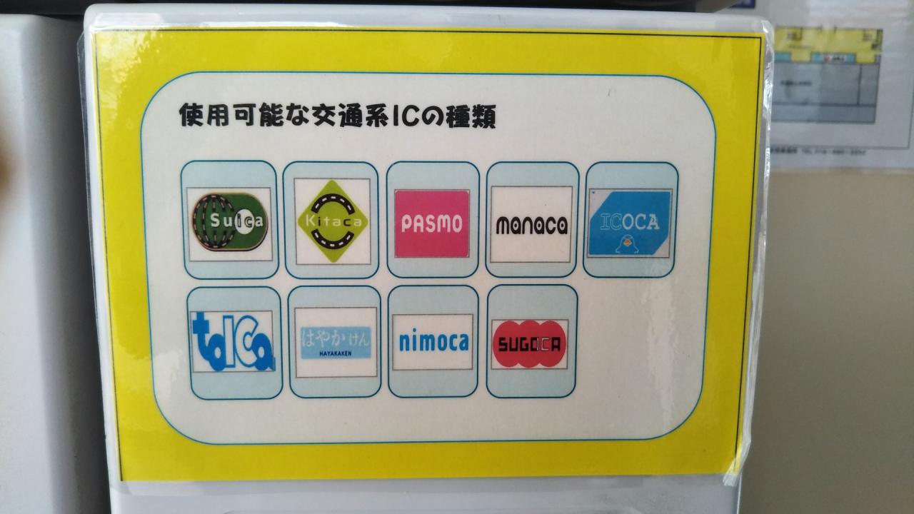 使用可能な交通系ＩＣの種類