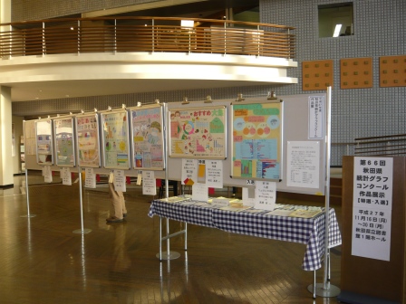 写真：県立図書館での展示の様子