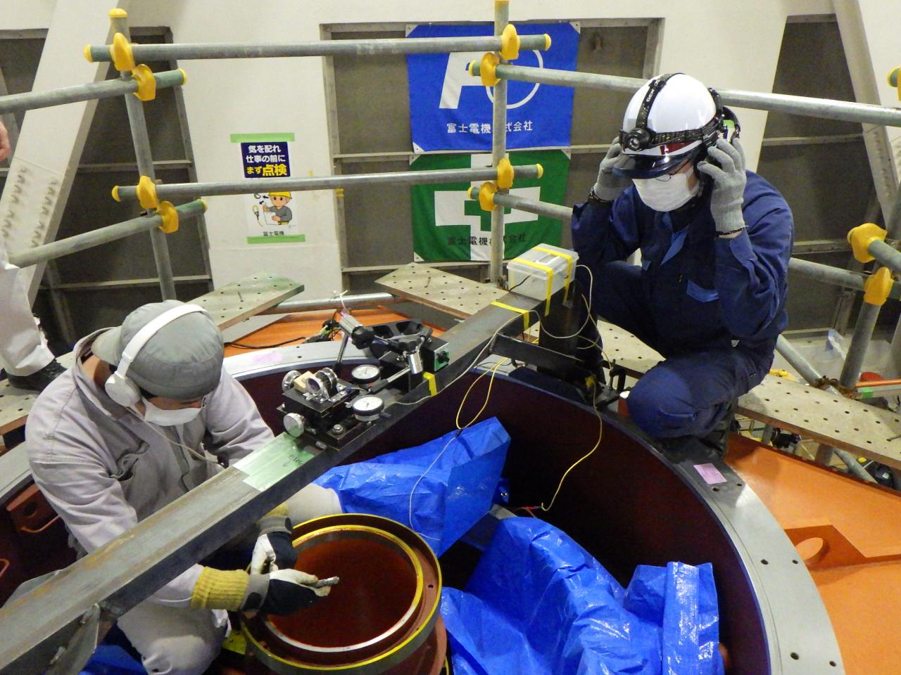 発電機据付位置調整状況
