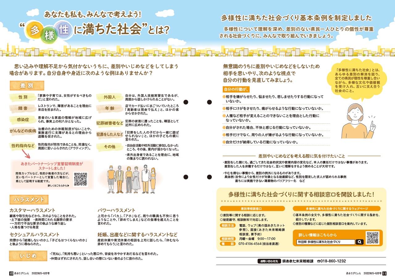 特集 あなたも私も みんなで考えよう 多様性に満ちた社会 とは 美の国あきたネット