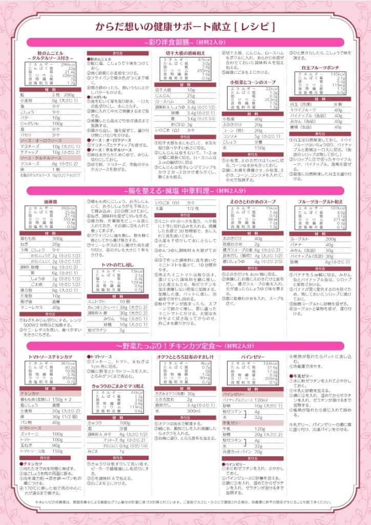 健康サポート献立のレシピです
