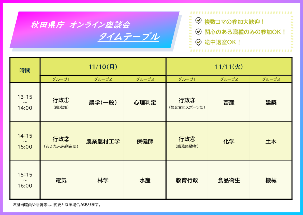 タイムスケジュール