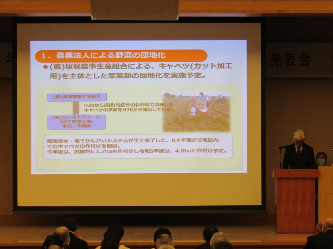 事業完了予定地区による営農実践発表