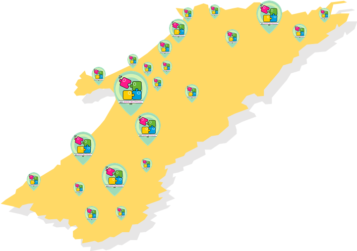 あきたゼロカーボンアクション宣言登録事業所の県内分布イメージ