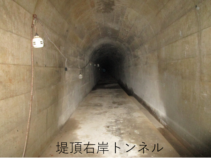 堤頂右岸のトンネル