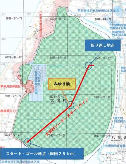 大潟村ソーラースポーツライン位置図