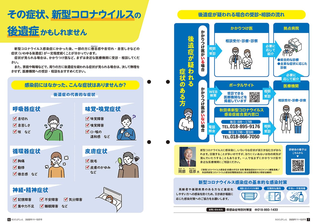 画像：広報紙あきたびじょん2023年11・12月号　特集　その症状、新型コロナウイルスの後遺症かもしれません