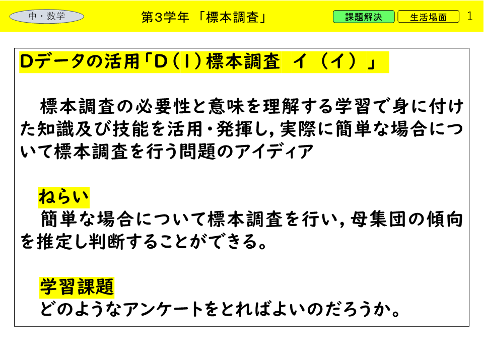 標本調査　全校アンケート