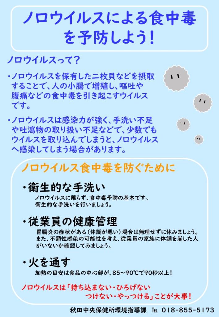 ノロウイルスによる食中毒を予防しよう！