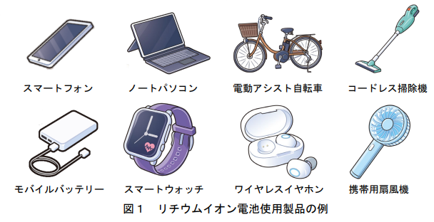 図１ リチウムイオン電池使用製品の例