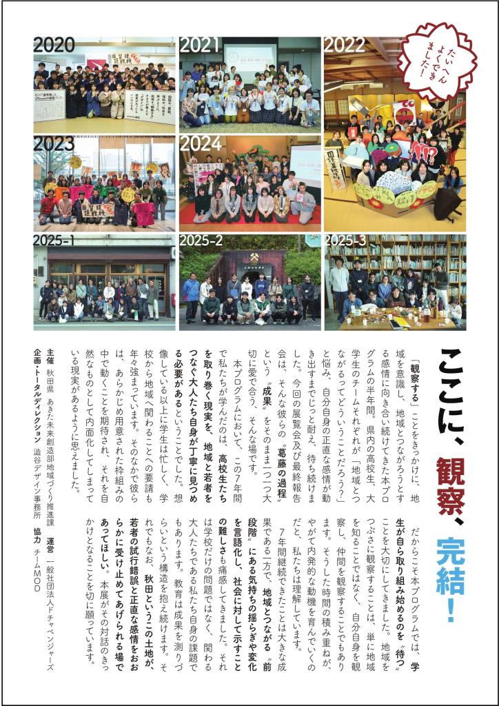 報告会チラシ（若者と地域をつなぐプロジェクト事業）裏