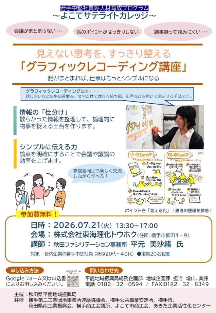 よこてサテライトカレッジチラシ　詳細については下記概要をご参照ください。