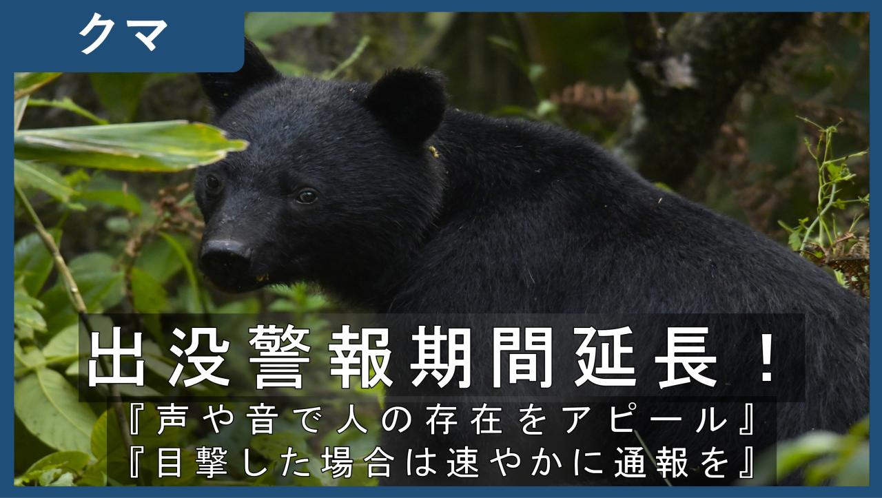 【バナー画像】ツキノワグマ出没警報の延長