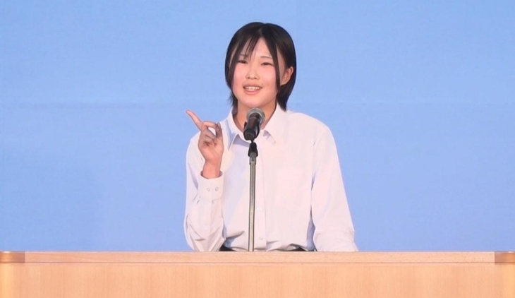 秋田市立秋田東中学校2年（現在3年）の二田暖乃さんの写真