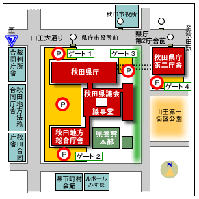 秋田県庁舎配置図